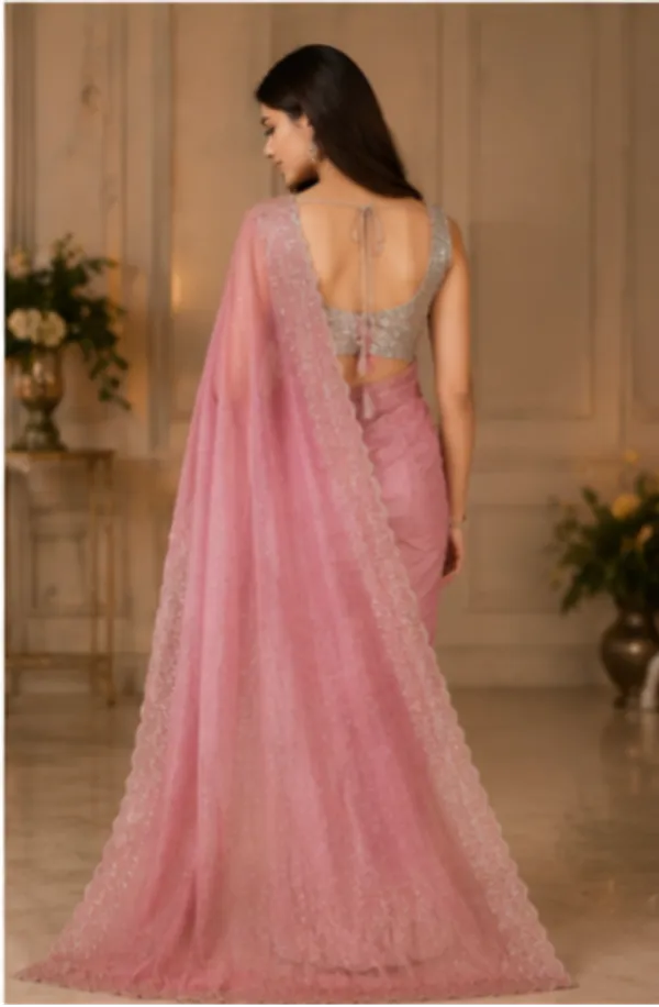 Bling_Border_Pink_Colour_Party_Wear_Sarees