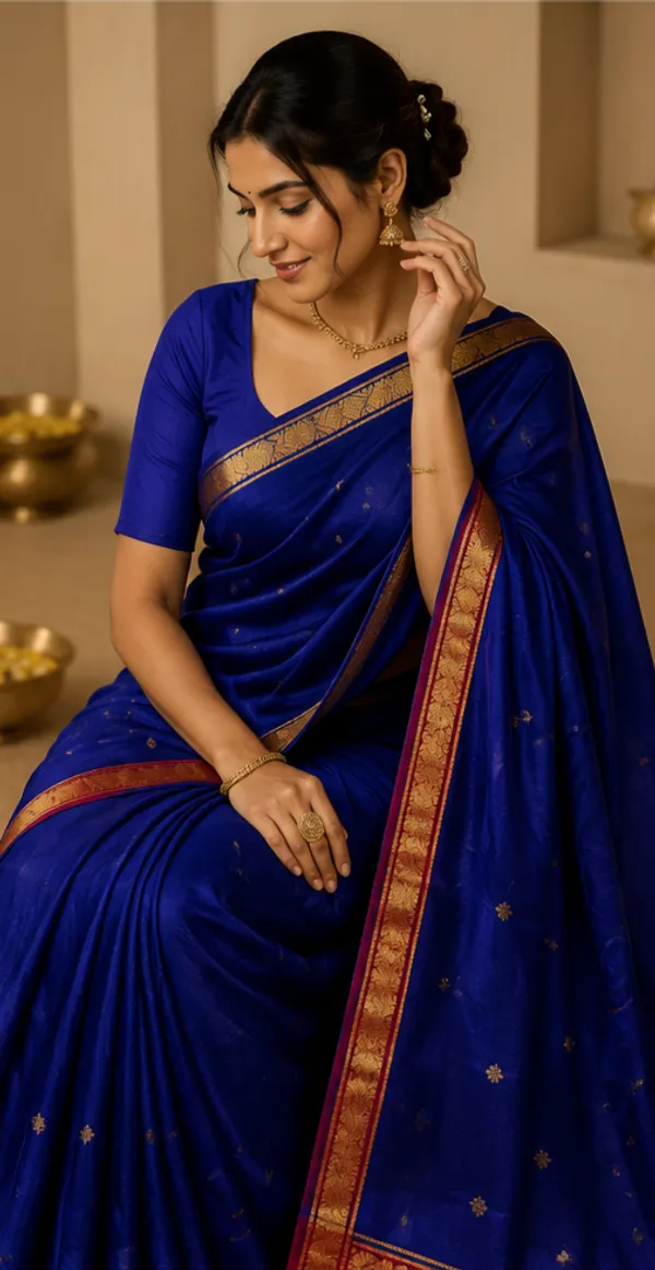 Royal_Blue_And_Maroon_Maheshwari_1_Inch_Border_Saree