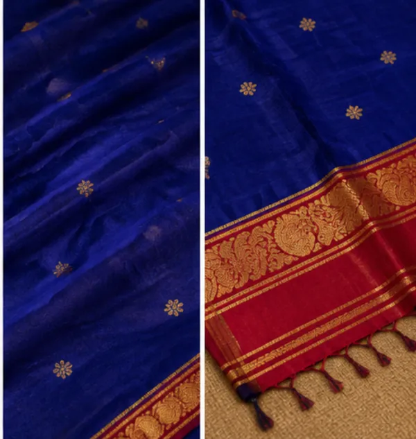 Royal_Blue_And_Maroon_Maheshwari_1_Inch_Border_Saree