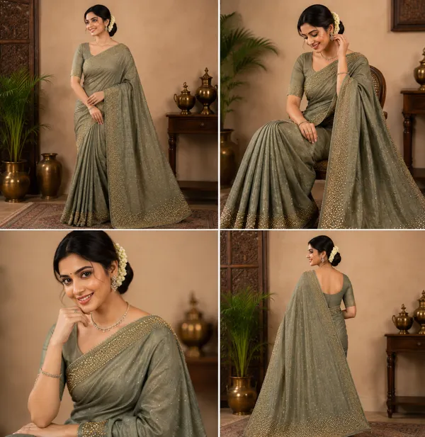 Bling_Border_Replica_Sarees_Sea_Green