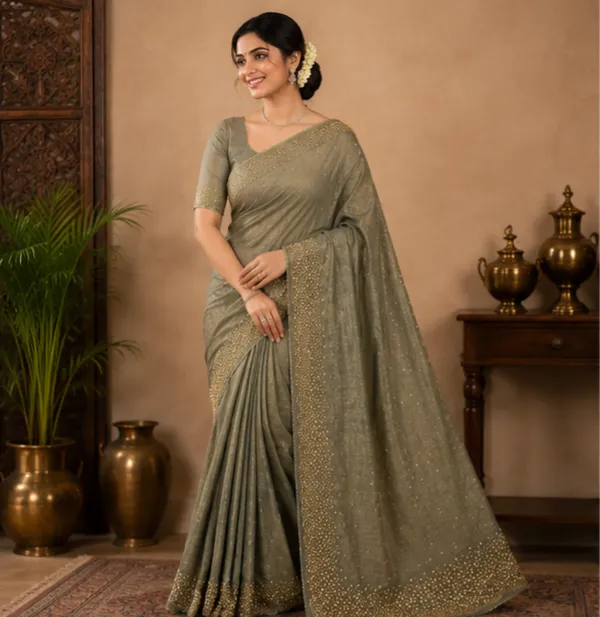 Bling_Border_Replica_Sarees_Sea_Green