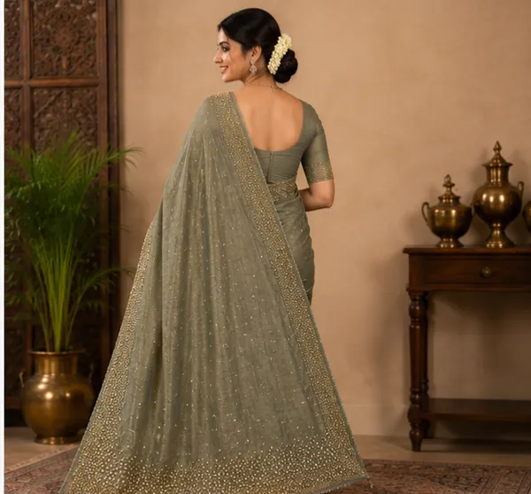Bling_Border_Replica_Sarees_Sea_Green