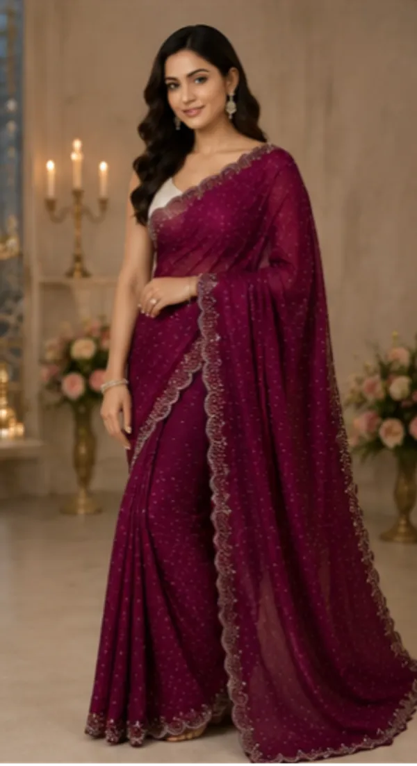 Bling_Border_Replica_Sarees_Wine_Colour