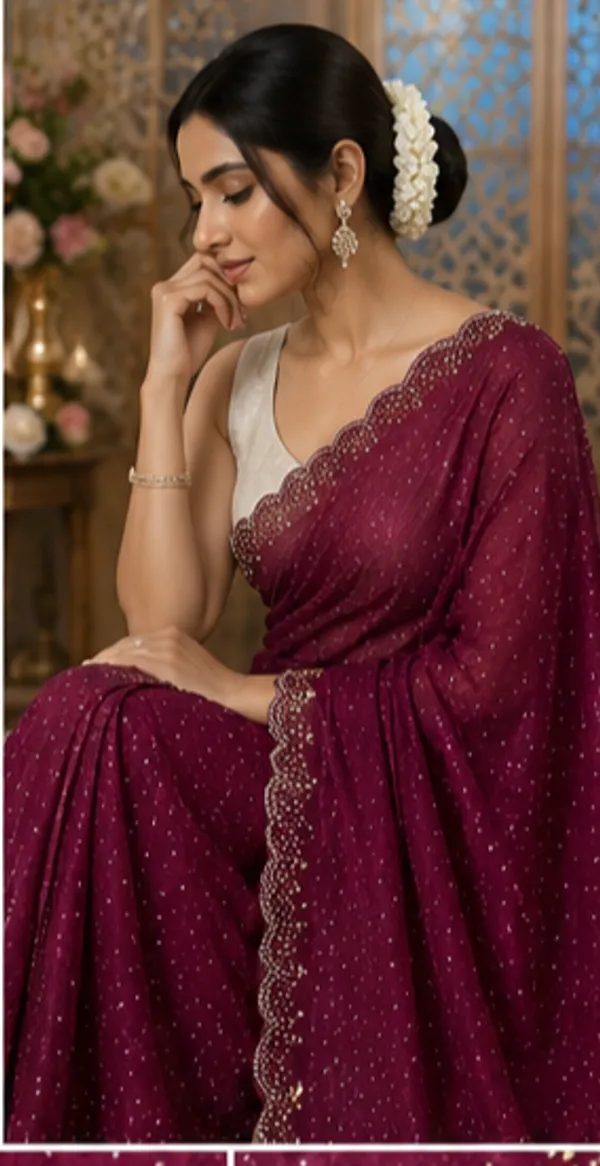 Bling_Border_Replica_Sarees_Wine_Colour
