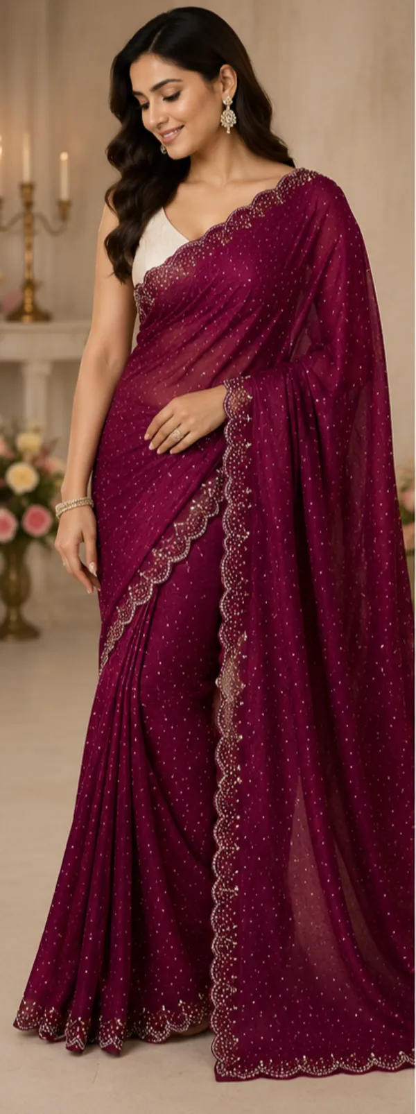Bling_Border_Replica_Sarees_Wine_Colour