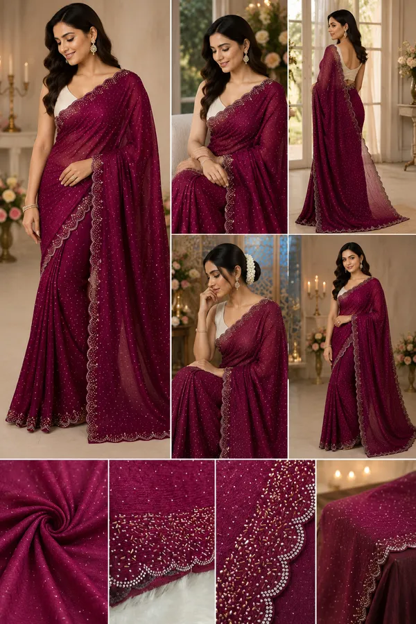 Bling_Border_Replica_Sarees_Wine_Colour
