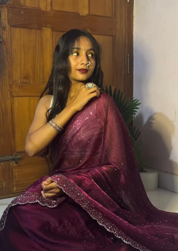 Bling_Border_Replica_Sarees_Wine_Colour