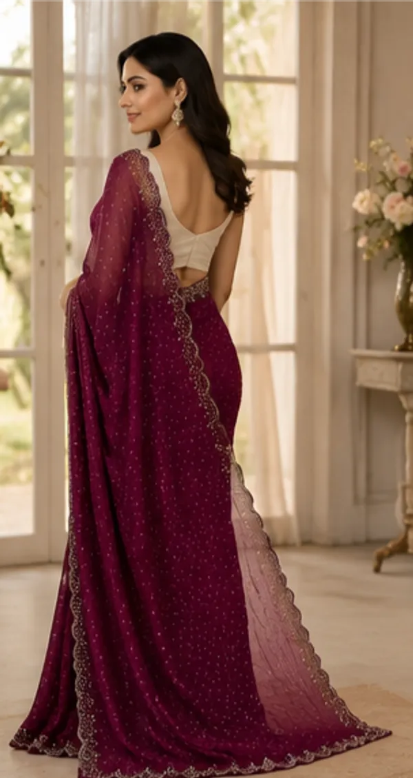 Bling_Border_Replica_Sarees_Wine_Colour