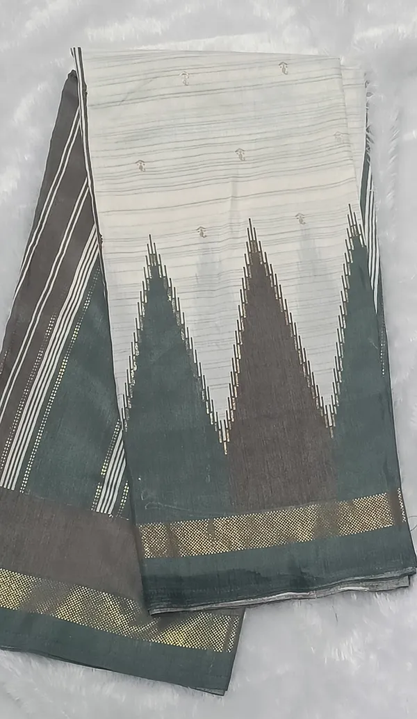 Dla_silk_saree_(Temple_border_half_white_and_green)