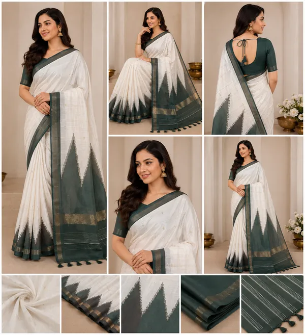 Dla_silk_saree_(Temple_border_half_white_and_green)