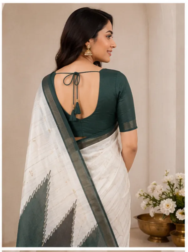 Dla_silk_saree_(Temple_border_half_white_and_green)