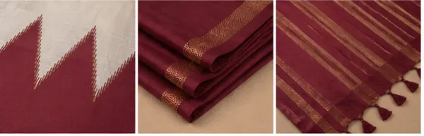 Dola_silk_saree_(Temple_border_half_white_and_maroon)