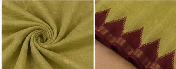 Dola_silk_saree_(Temple_border_olive_and_maroon)