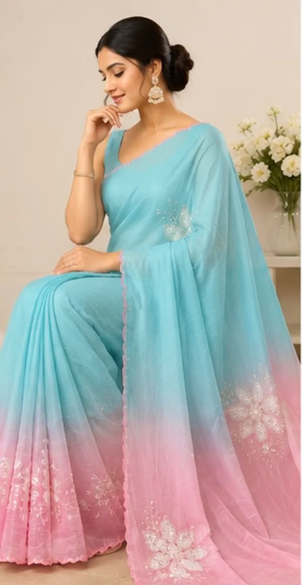 Floral_embroidery_dual_tone_saree
