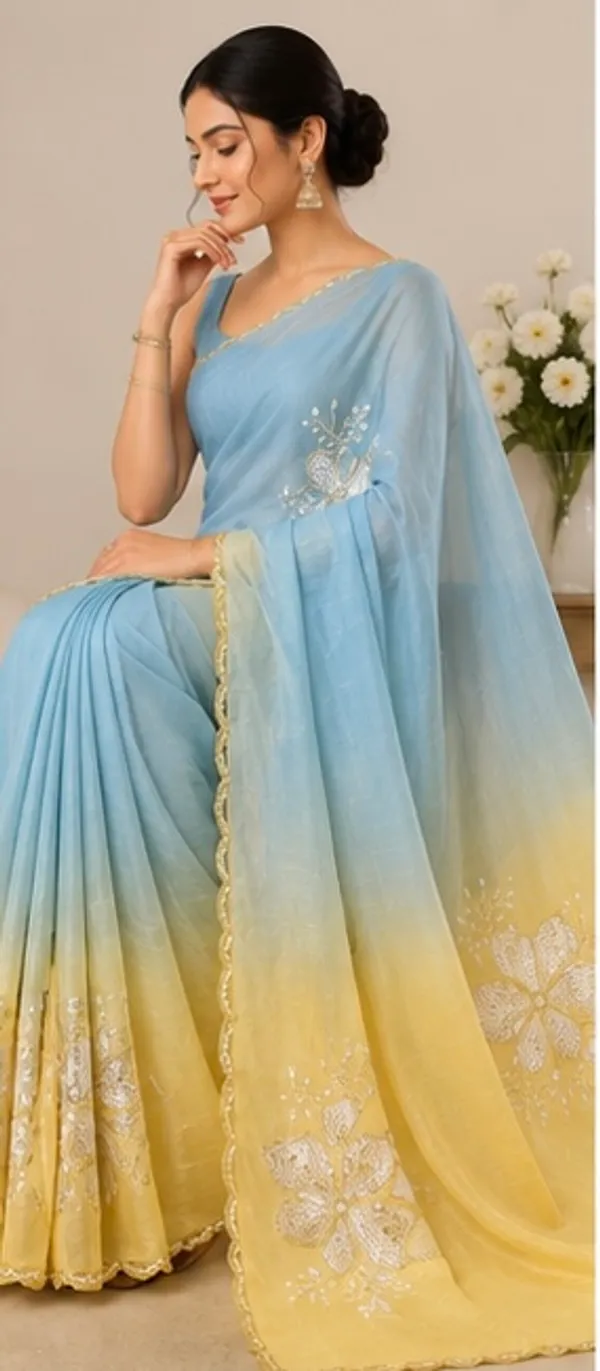 Floral_embroidery_dual_tone_saree