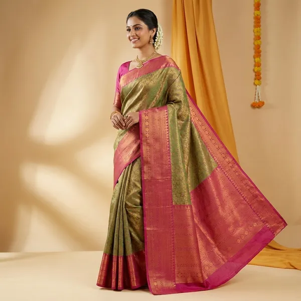 Semi_Kanchi_Zary_Fancy_Designer_Saree_With_Running_Blouse