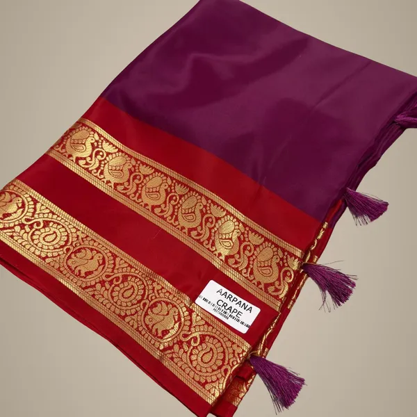 Contest_Semi_Crepe_Silk_Saree_With_Peacock_Bentex_Border