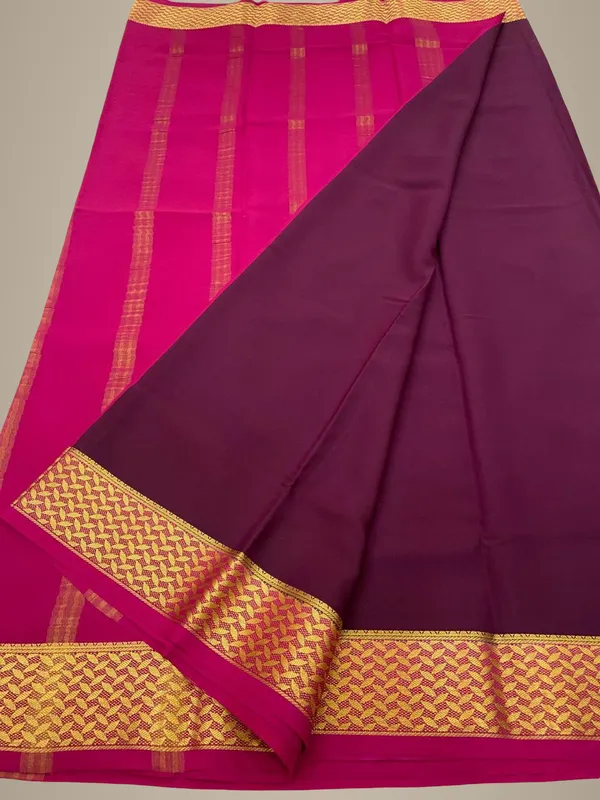 Ksic_Thickness_130_Counts_Contrast_Pallu_And_Contrast_Blouse_Pure_Mysore_Crepe_Silk_Sarees