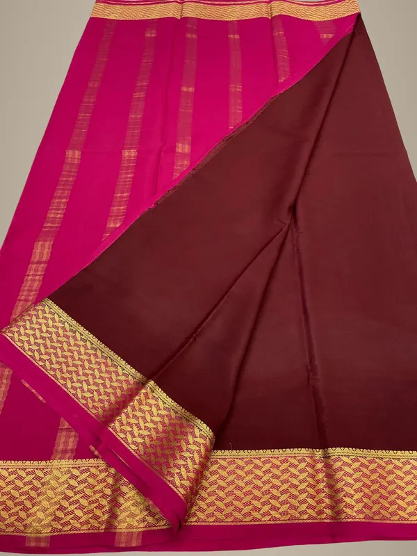 Ksic_Thickness_130_Counts_Contrast_Pallu_And_Contrast_Blouse_Pure_Mysore_Crepe_Silk_Sarees