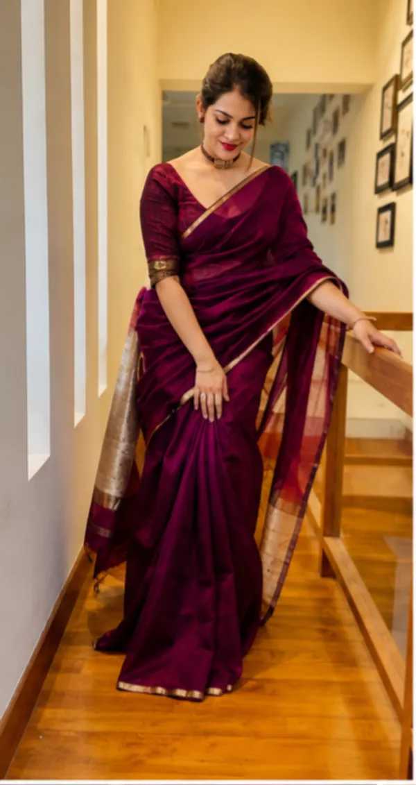 Khadi_cotton_saree_magenta