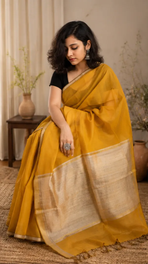 Khadi_cotton_saree_yellow