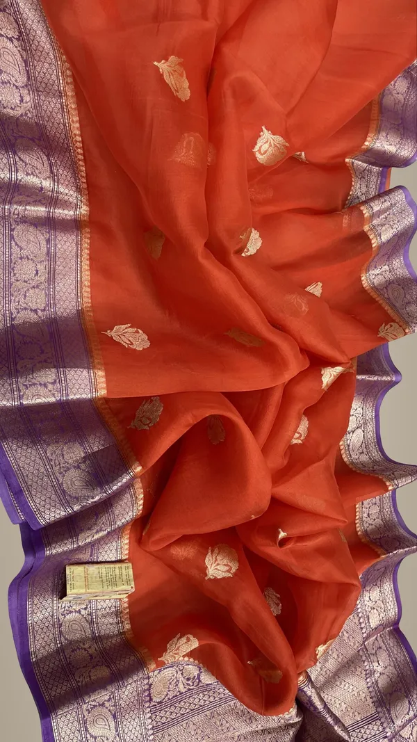Orange_Banarasi_Kora_Organza_Saree