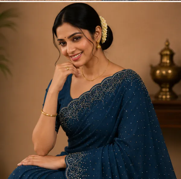Bling_Border_Replica_Sarees_Navy_Blue