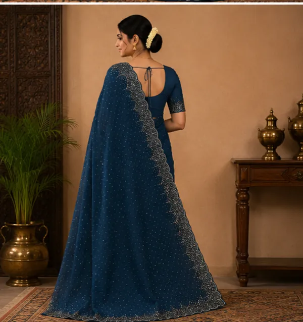 Bling_Border_Replica_Sarees_Navy_Blue