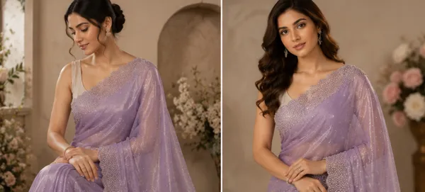 Bling_Border_Replica_Sarees_Lavender_Colour