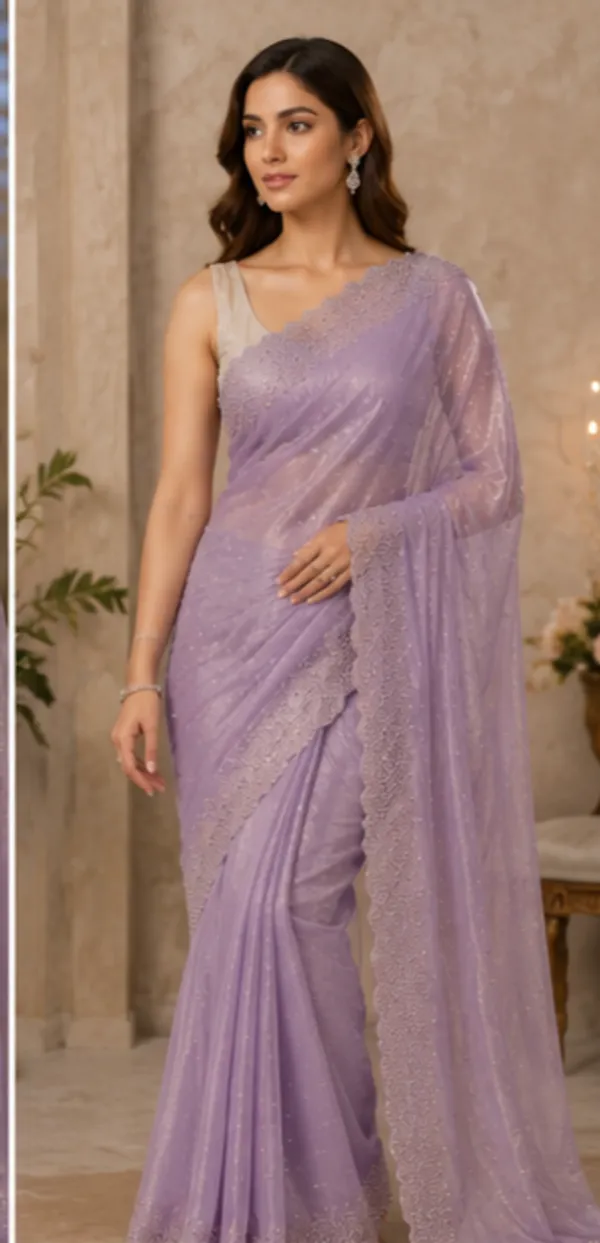 Bling_Border_Replica_Sarees_Lavender_Colour