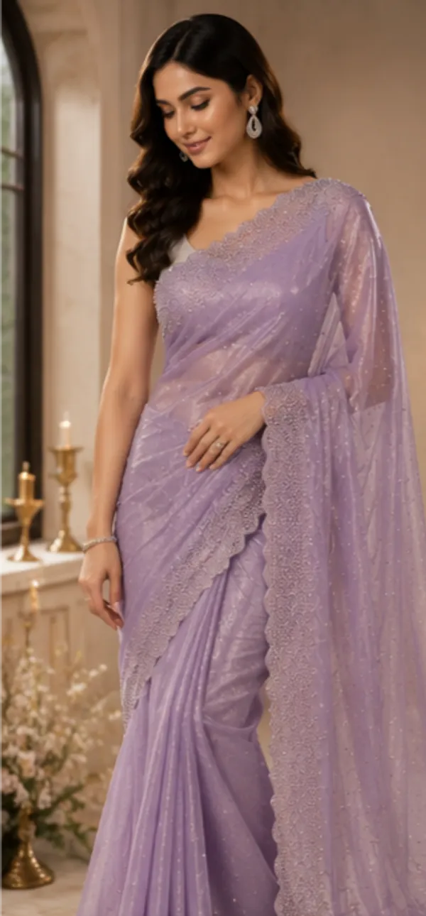 Bling_Border_Replica_Sarees_Lavender_Colour