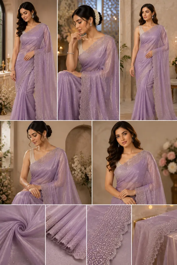 Bling_Border_Replica_Sarees_Lavender_Colour