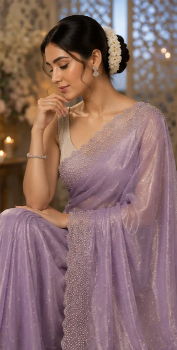 Bling_Border_Replica_Sarees_Lavender_Colour