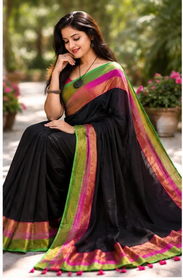 Mull_cotton_saree(kb_green_pink_black)