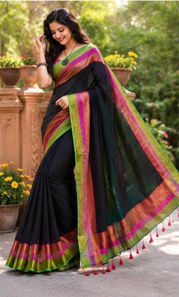 Mull_cotton_saree(kb_green_pink_black)