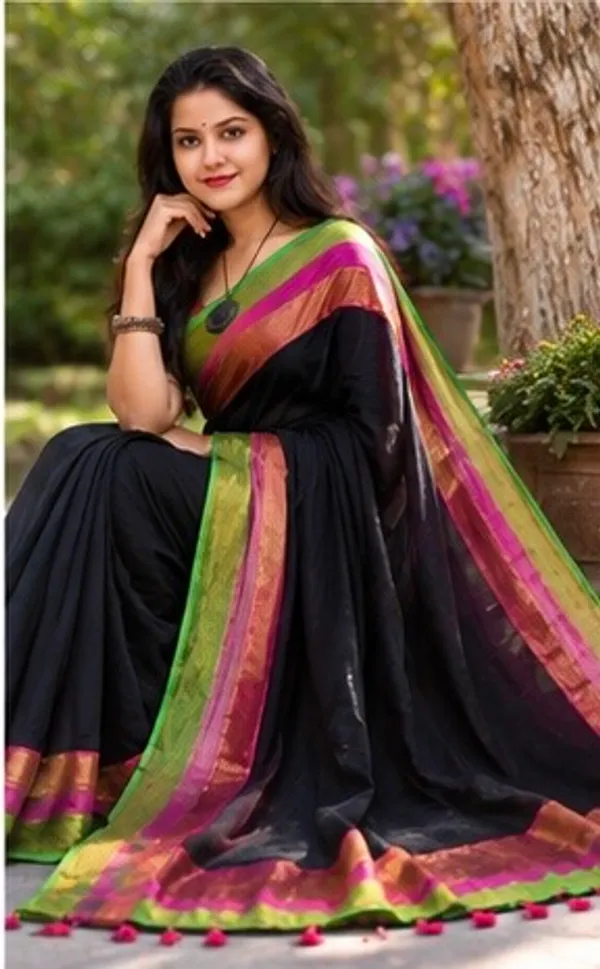 Mull_cotton_saree(kb_green_pink_black)