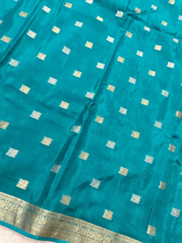 Mysore_silk_replica_chinon_saree_Rama_green_