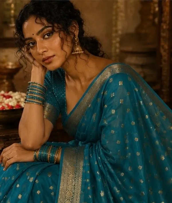 Mysore_silk_replica_chinon_saree_Rama_green_