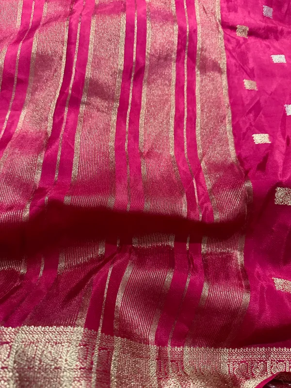 Mysore_silk_replica_chinon_saree_Rani_pink
