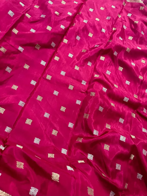 Mysore_silk_replica_chinon_saree_Rani_pink