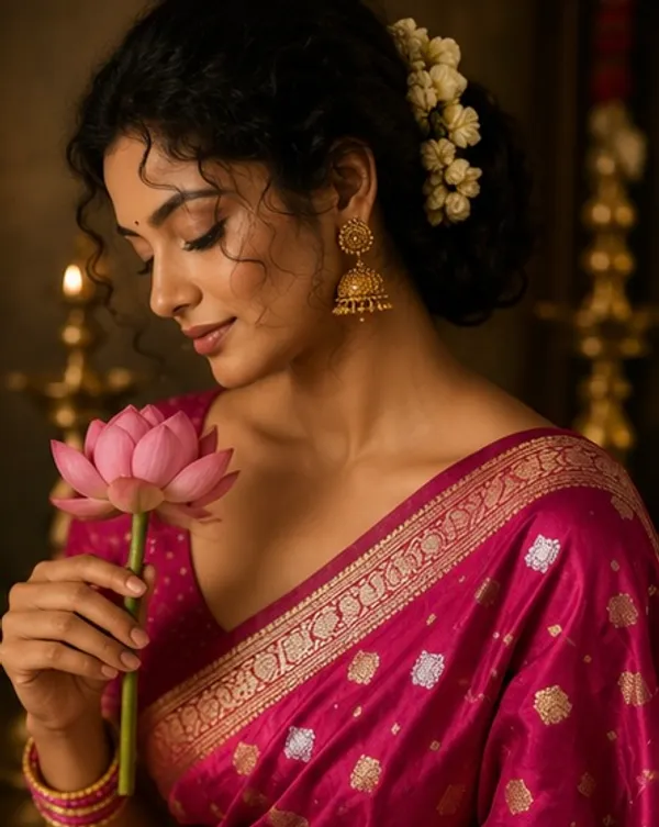 Mysore_silk_replica_chinon_saree_Rani_pink