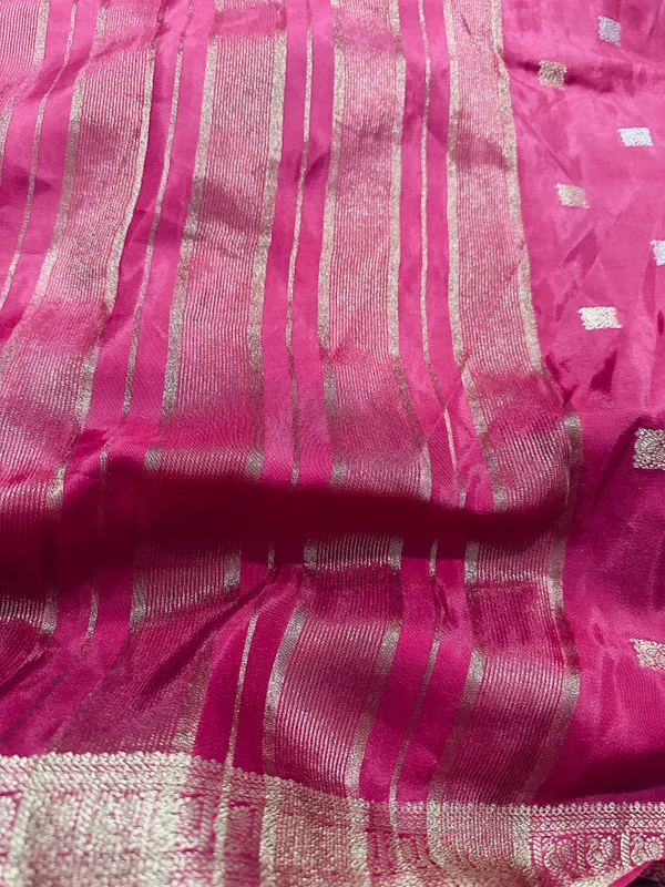 Mysore_silk_replica_chinon_saree_Rani_pink