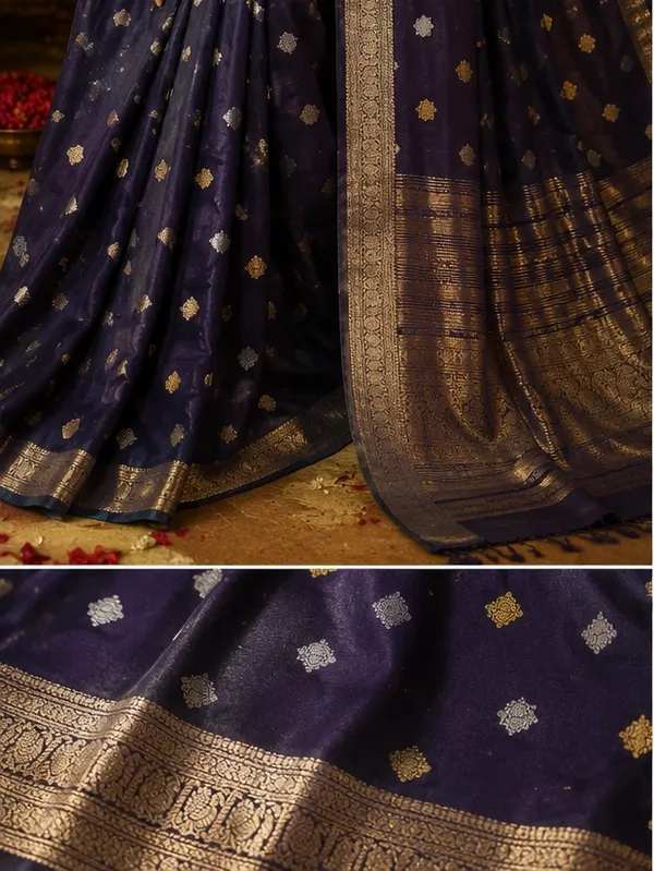 Mysore_silk_replica_chinon_saree_nevy_blue