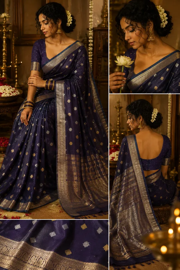 Mysore_silk_replica_chinon_saree_nevy_blue