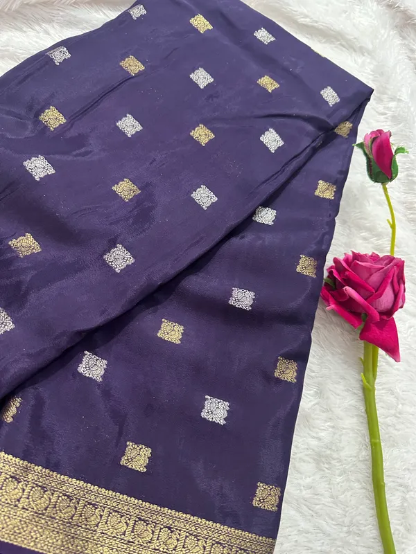 Mysore_silk_replica_chinon_saree_nevy_blue