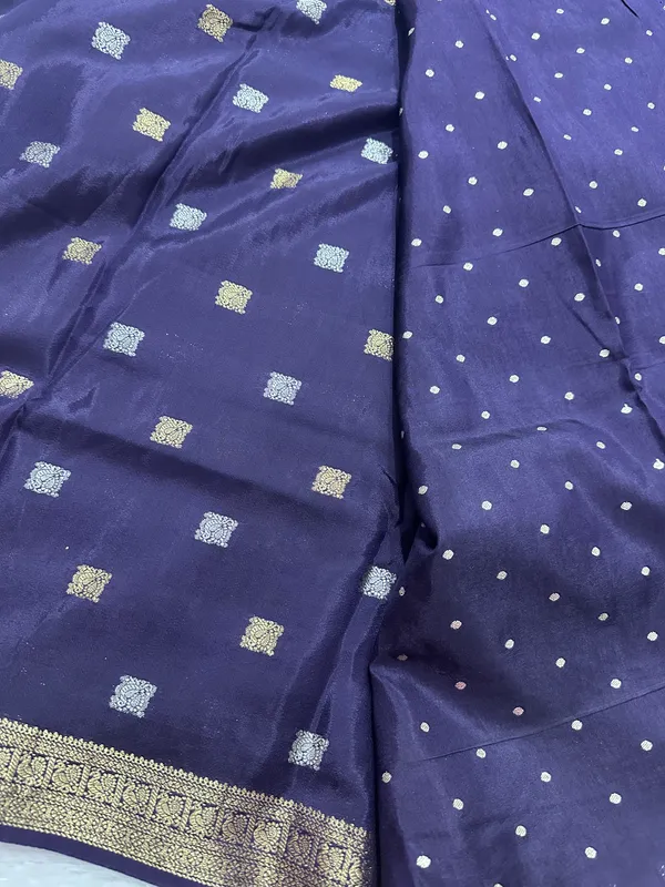 Mysore_silk_replica_chinon_saree_nevy_blue