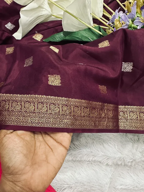 Mysore_silk_replica_chinon_saree_wine_