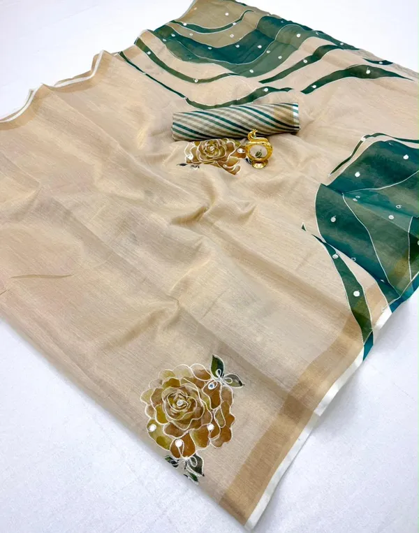 New_trading_linen,_cotton_saree_with_tussles