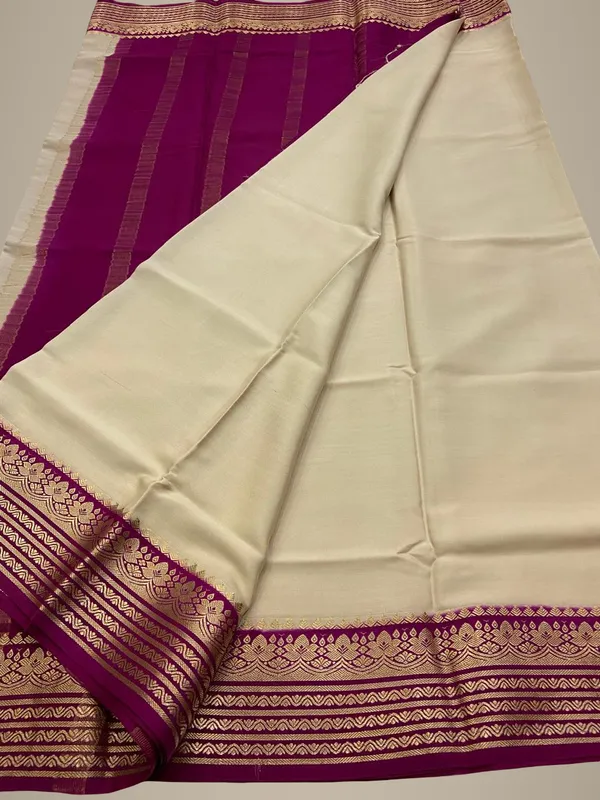 Ksic_Thickness_130_Counts_Contrast_Pallu_And_Contrast_Blouse_Pure_Mysore_Crepe_Silk_Sarees
