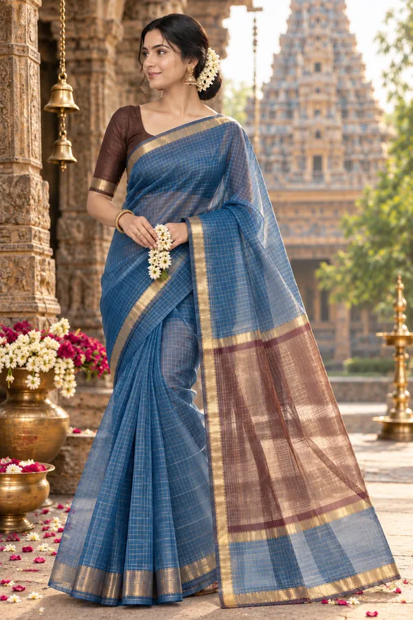 Premium_maheshwari_checks_cotton_saree_(blue_and_maroon)